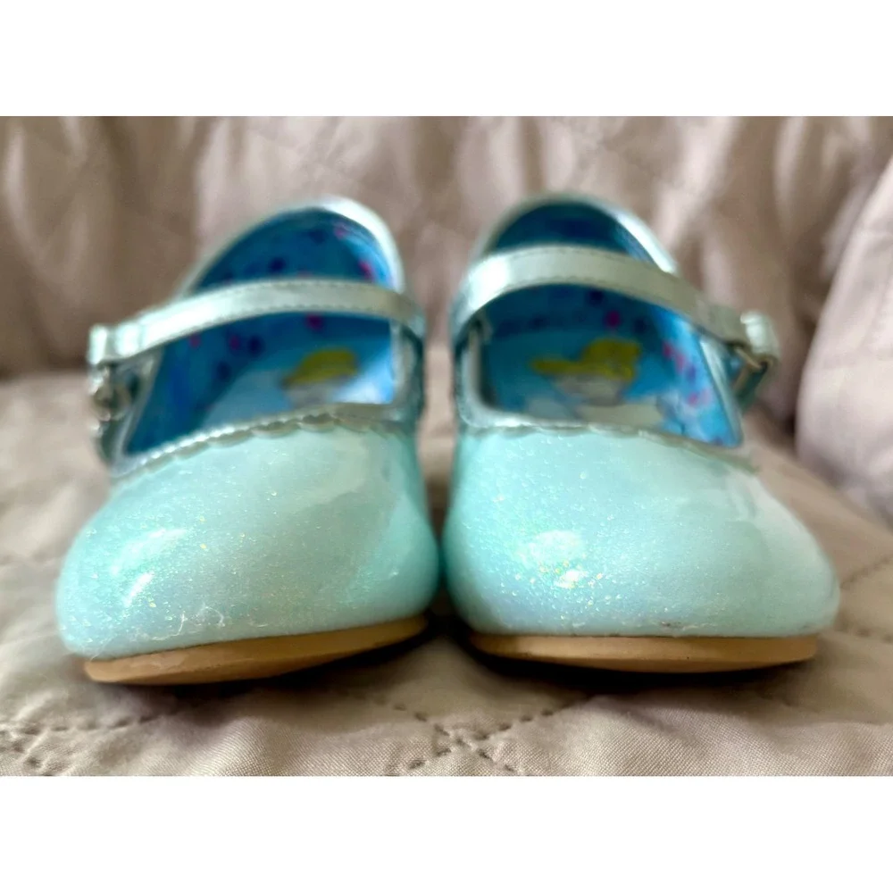 Disney Princess Cinderella Blue Glitter Dress Up Heels Mary Jane Shoes Kids 11